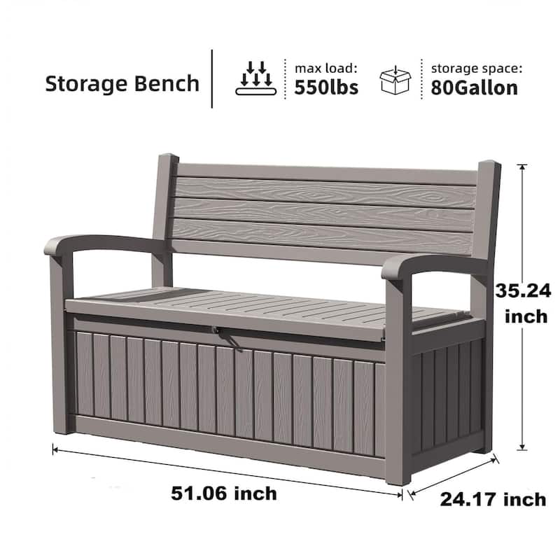80gallon outdoor resin storage chair pillow blanket storage lockable