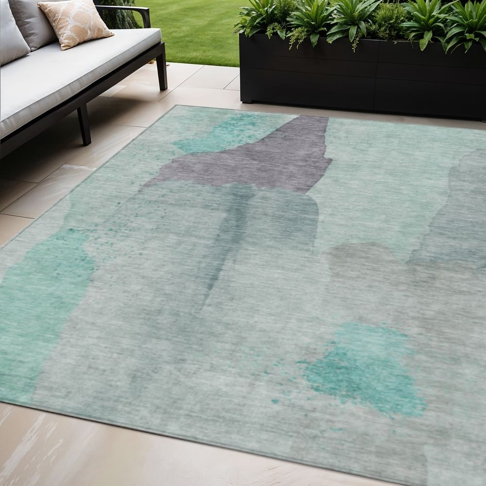 HomeRoots Abstract Transitional Rectangle Outdoor Rug