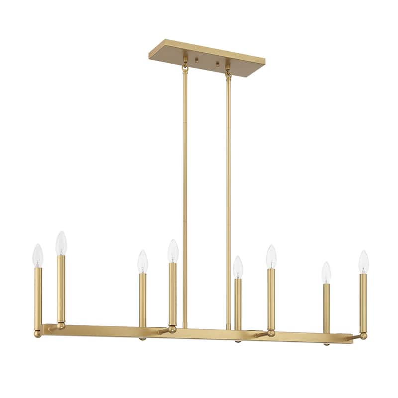 Modern Brass 8-light Linear Chandelier Candle Island Lighting with UL Certified - 43.3'' W