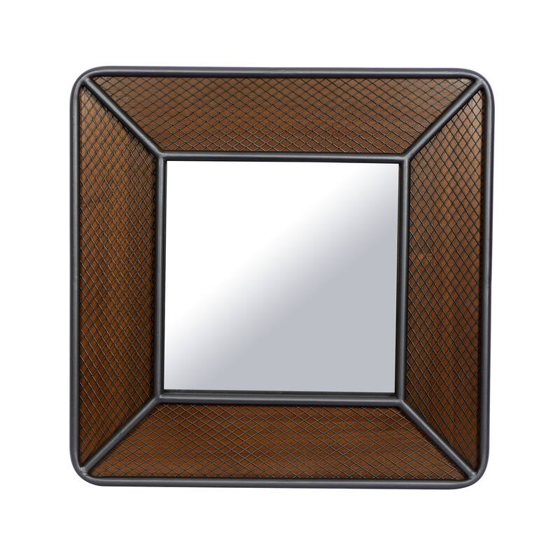 Brown Wood Industrial Wall Mirror 32 x 32 x 2 - 32 x 2 x 32