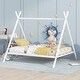preview thumbnail 17 of 21, Full Size Bed Tent Frame with Metal Floor Playhouse, Slat Support for Kids' Bedroom Furniture, No Box Spring Required White