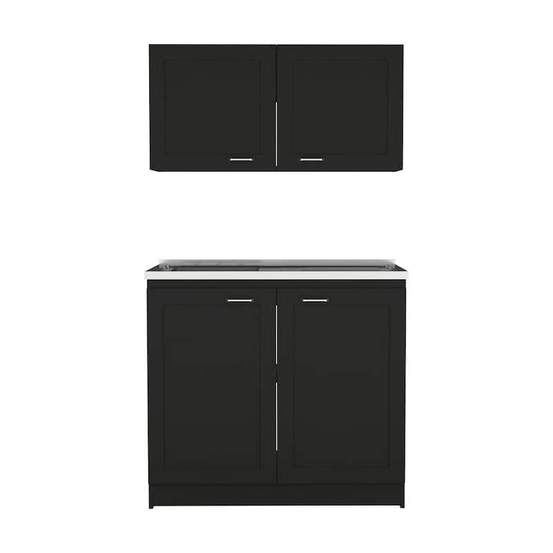 Cambridge 2-piece Rectangle Cabinet Set Black Wengue