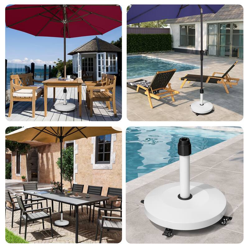 55lbs Round Concrete Market Umbrella Base With Wheels - N/A