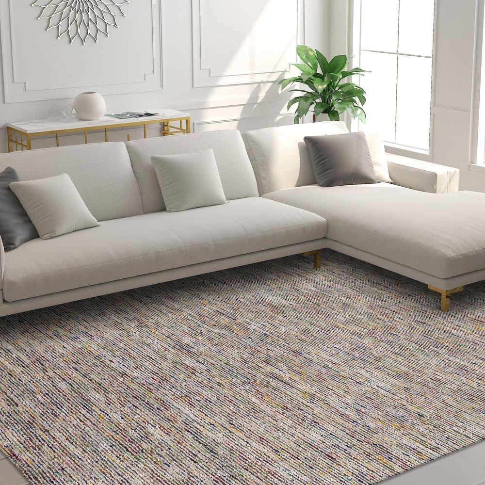 Addison Villager Textured Solid Wool and Viscose Area Rug