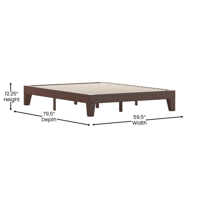 Wood Platform Bed with 14 Wooden Support Slats