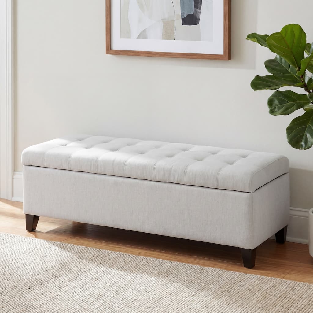 Upholstered Storage Ottoman Bench for Bedroom, Entryway & Foot Rest