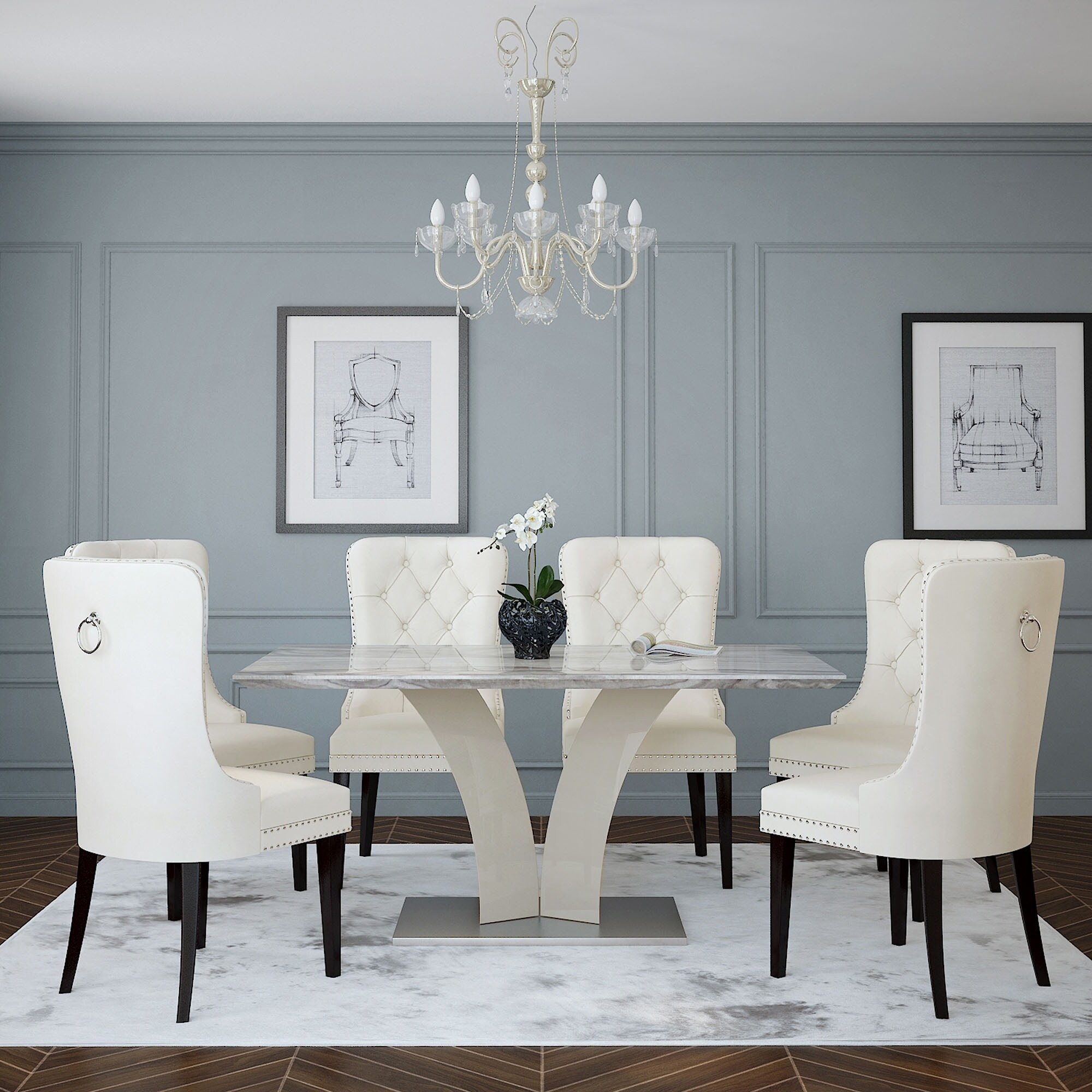 Ivory dining on sale table and chairs