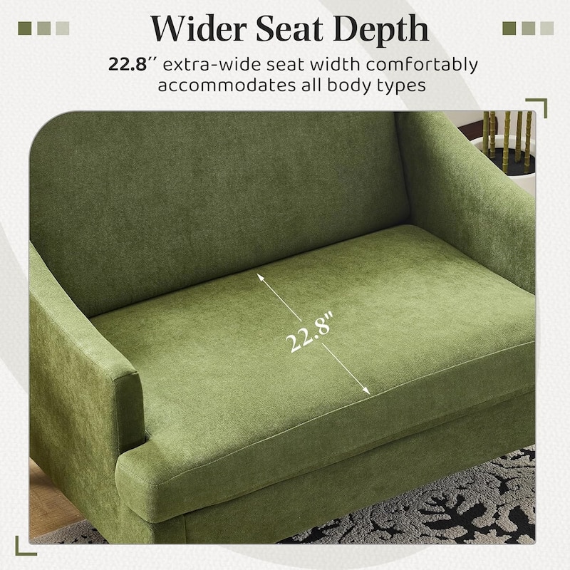 Bezseller Modern Oversized Accent Chair, 33.5'' Wide Seat Upholstered Armchair with Wood Legs and 2 Pillows