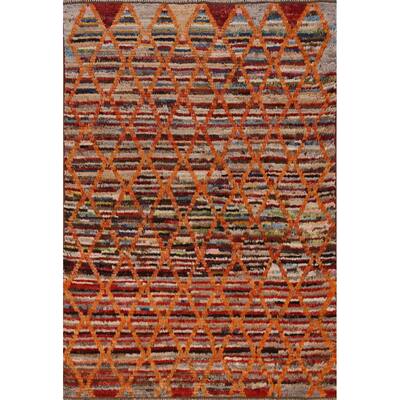 Trellis Moroccan Oriental Rug Hand-Knotted Wool Carpet - 3'11" x 5'10"