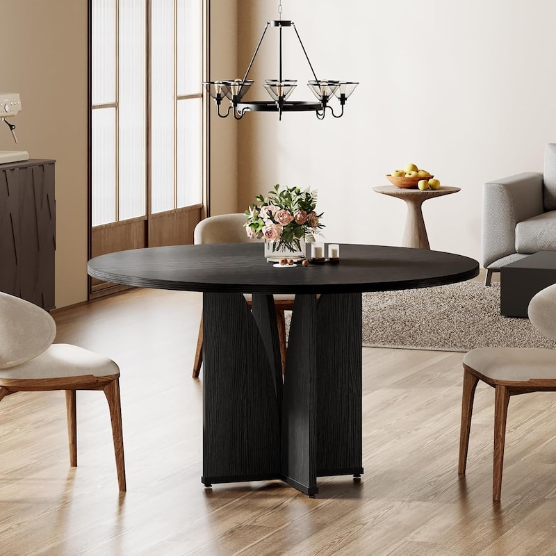39.4-inch Wood Round Kitchen/Dining Table for 4 People Dining/Living Room