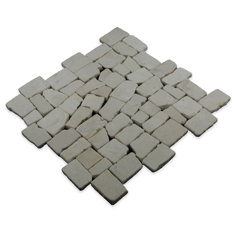 Block Mosaic 11 in. x 11 in. Marble Mesh-Mounted Mosaic Wall and Floor Tile