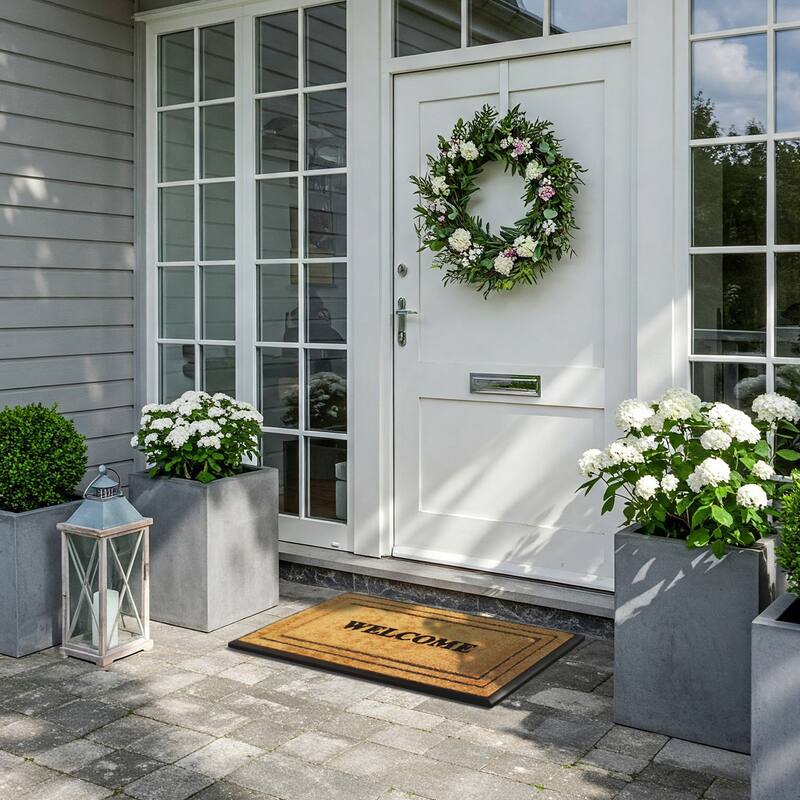A1HC Natural Coir & Rubber Door Mat, Heavy Duty, Dirt Trapping, Long-Lasting Entrance Doormats,Thick & Durable Outdoor Entry Mat