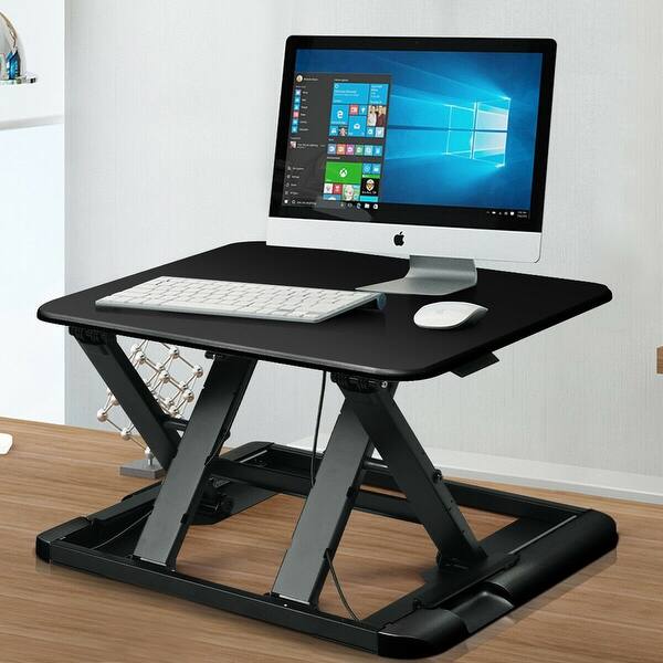 Shop Gymax Adjustable Height Sit Stand Desk Computer Lift Riser Laptop Work On Sale Overstock 23076550