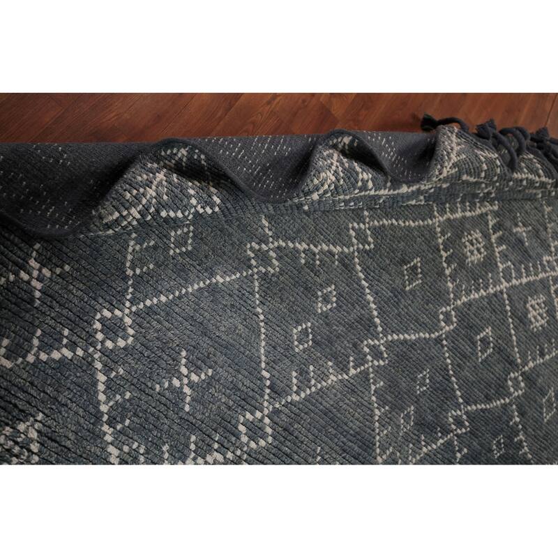Trellis Moroccan Oriental Area Rug Hand-Knotted Wool Carpet - 8'1" x 9'9"