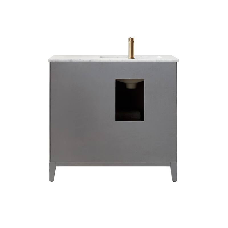 Altair Sutton Single Bathroom Vanity Set and Carrara White Countertop