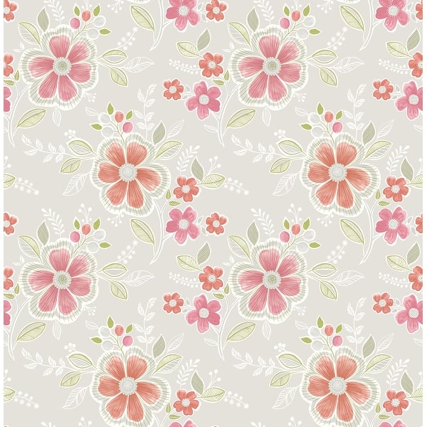 Emma, Chloe Peach Floral Wallpaper - On Sale - Overstock - 31974728