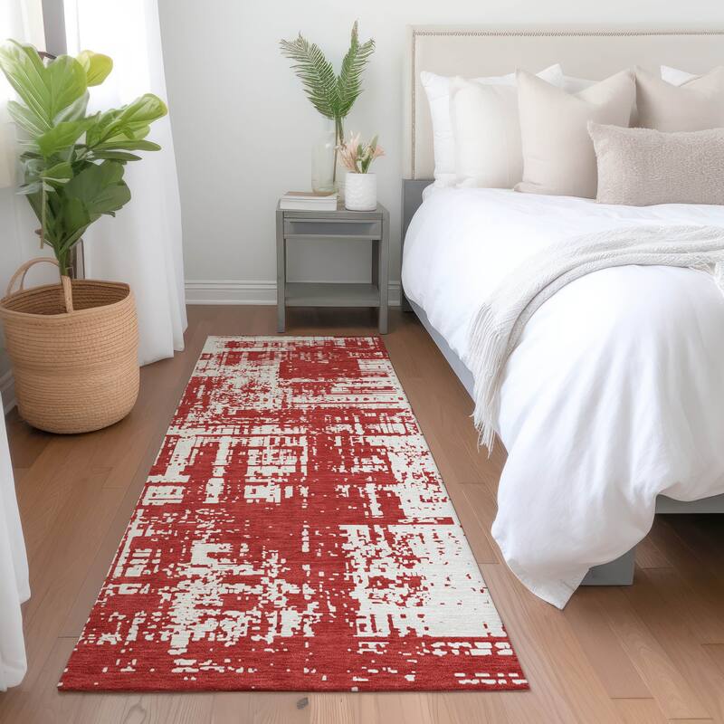 Premium Washable Super Soft Abstract Pixel Mayfield Rug - Red - 2'3" x 7'6"