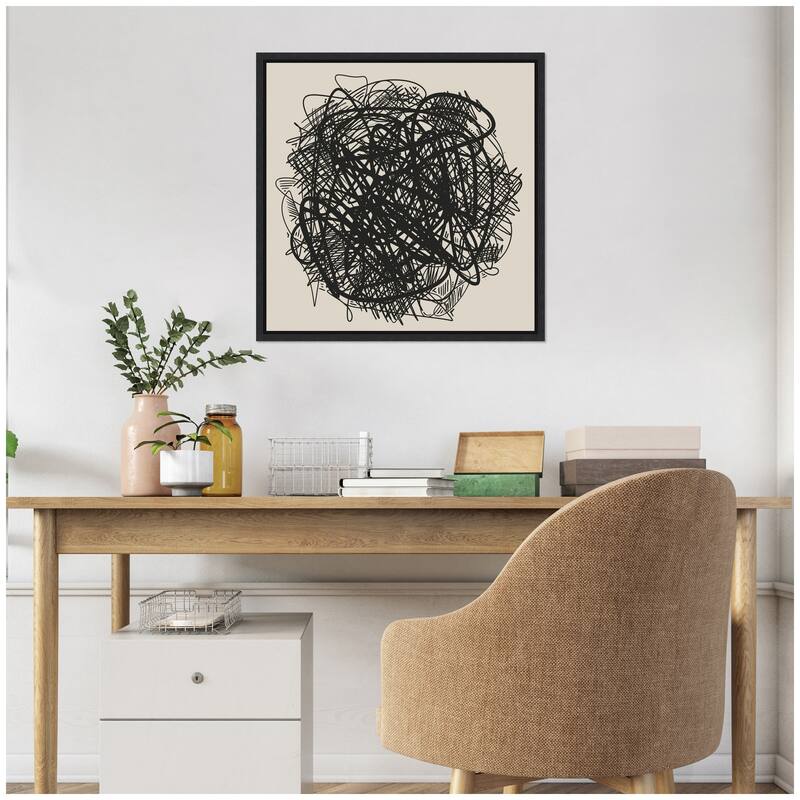 Kate and Laurel Modern Abstract Linework Loofah by The Creative Bunch Studio Framed Canvas Wall Art Print