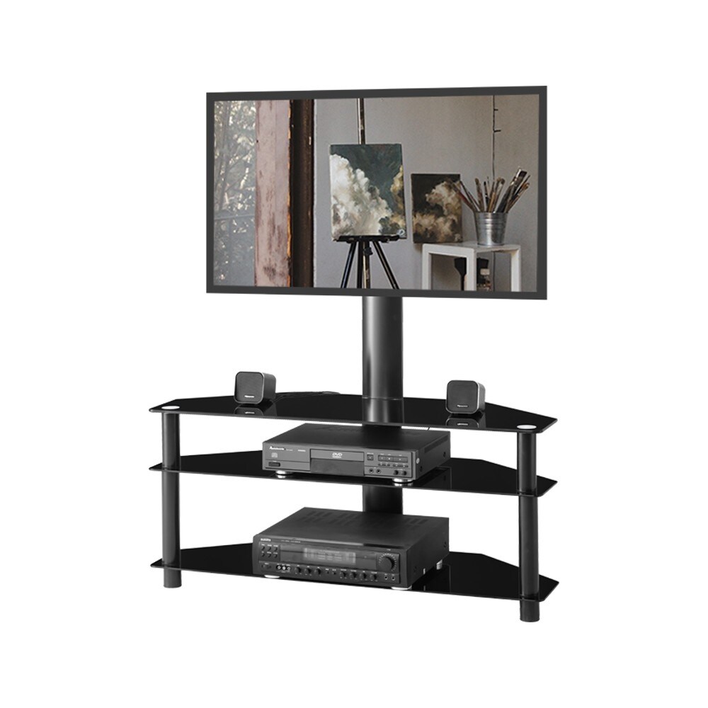 Universal Swivel Floor TV Stand with Shelves for 32-65 inch Flat Screen TVs