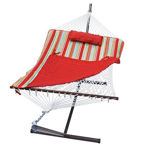 144" Striped Cotton Soft Comfort Hammock with Frame