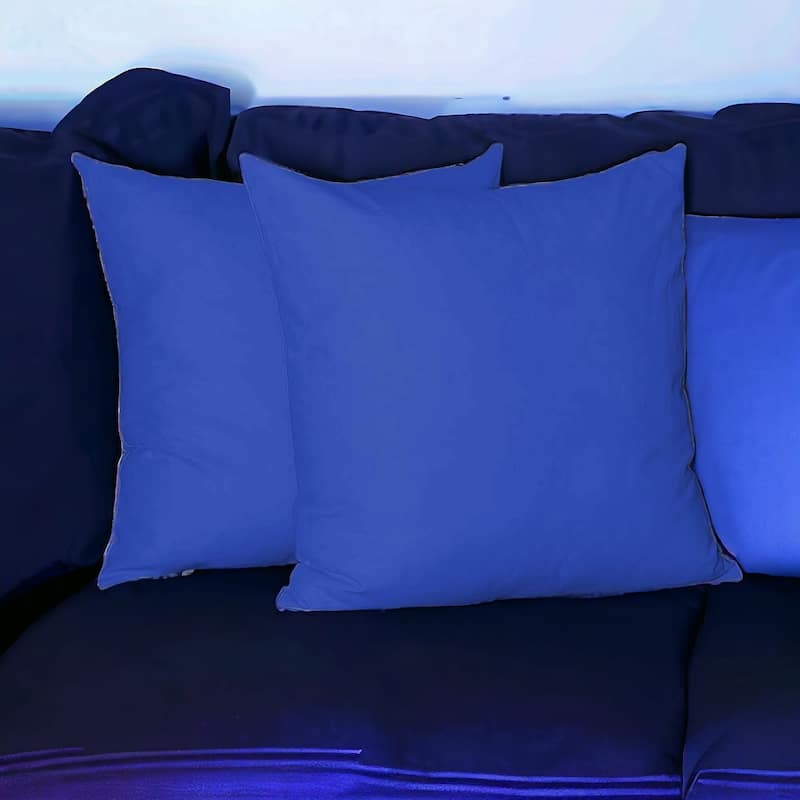 HomeRoots Set Of Two 26" X 26" Sapphire Blue Polyester Zippered Pillow Cover