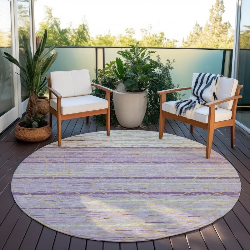 Machine Washable Indoor/ Outdoor Modern Global Chantille Rug