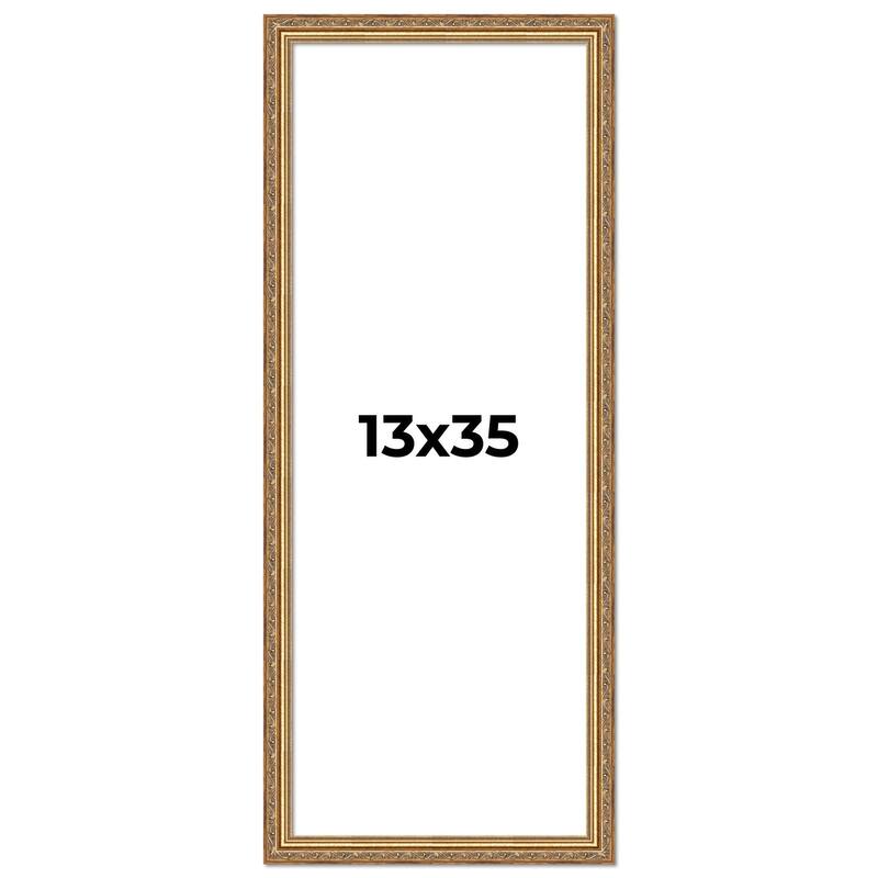 13x35 Frame Red Solid Wood Picture Frame Width 1.75 Inches | Interior Frame Depth 1 13/16 Inches