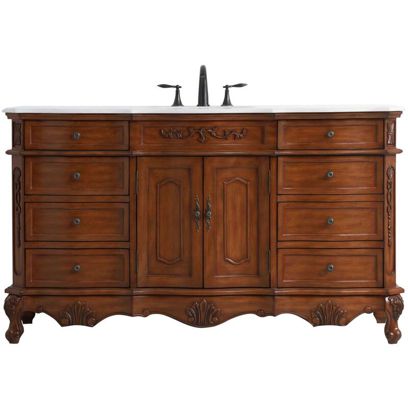 Elegant Lighting VF10160-VW Danville 60" Free Standing Single Basin - Teak - Wood Finish