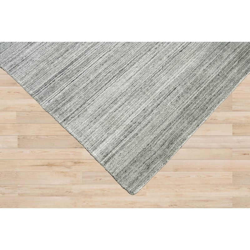 Hand Knotted Tone On Tone Gray Tibetan Wool Modern Oriental Area Rug