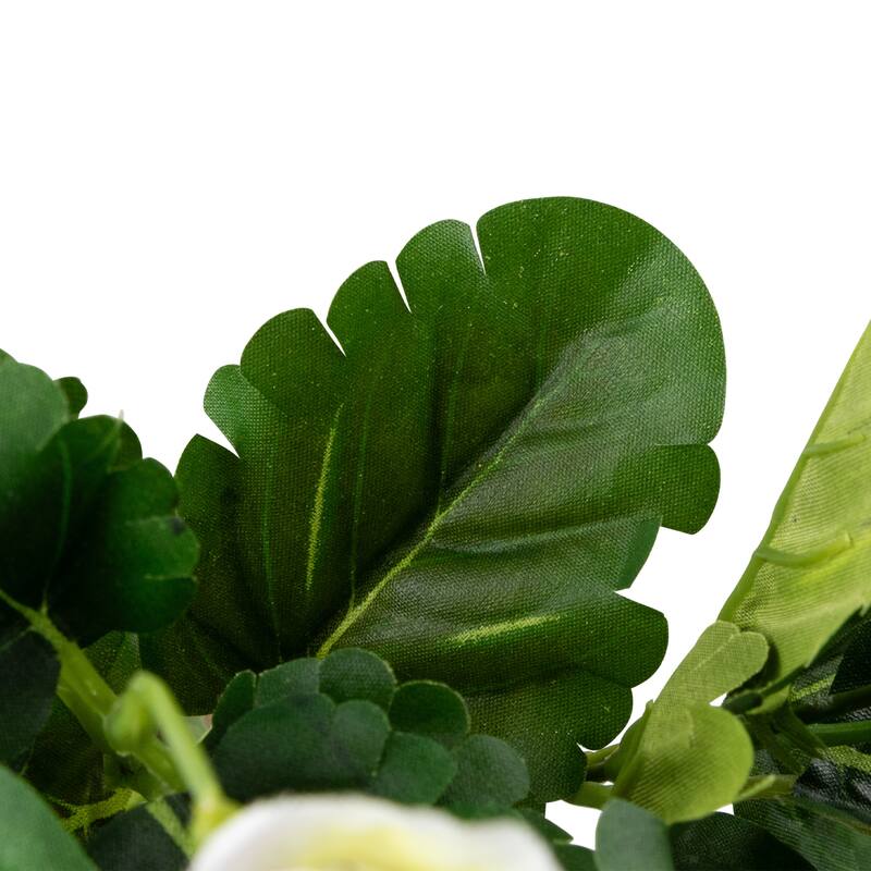 Pansy Artificial Floral Pick Spray - 11" - White and Green
