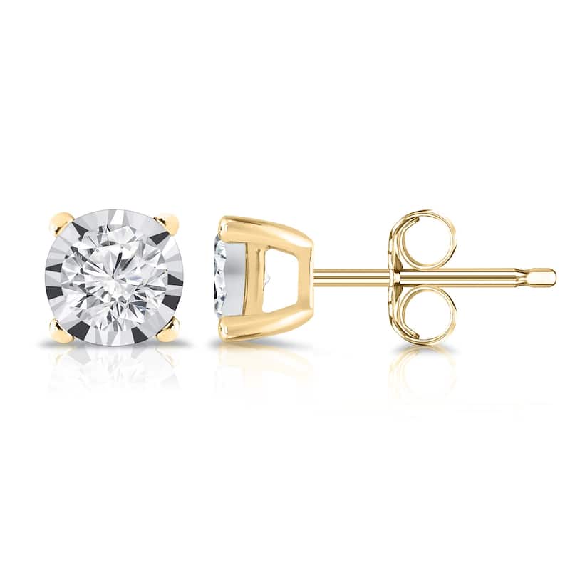 Auriya 14k Gold 1/2ctw Round Diamond Stud Earrings (G-H, VS1-VS2) - Yellow