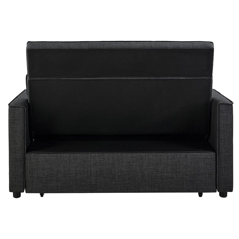 Modern 76.5" Length Pull Out Tufted Convertible Loveseat Upholstery Reclining Sleeper Sofa Bed