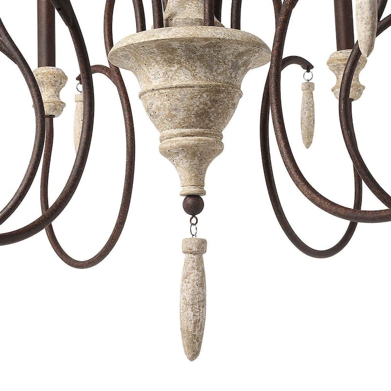 The Gray Barn Farmhouse 6-Light Wood Chandelier French Country Classic Ceiling Light