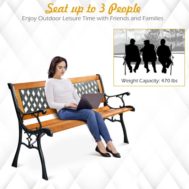 Outdoor Cast Iron Patio Bench - 49.5" x 20.5" x 29"
