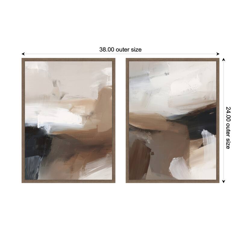 Kate and Laurel Layered Ground No. 1 & No. 2 2 Piece Framed Canvas Wall Art Set by Amy Lighthall