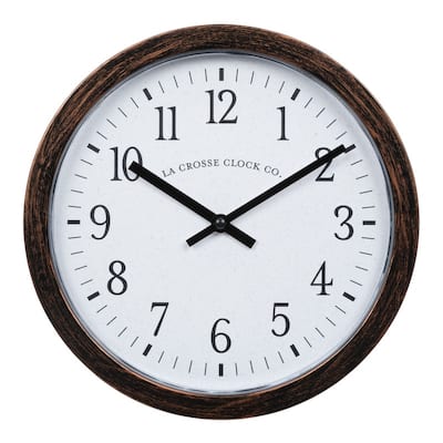 La Crosse 404-3825HC 9.80" Bronze Quartz Wall Clock with Hidden shelf