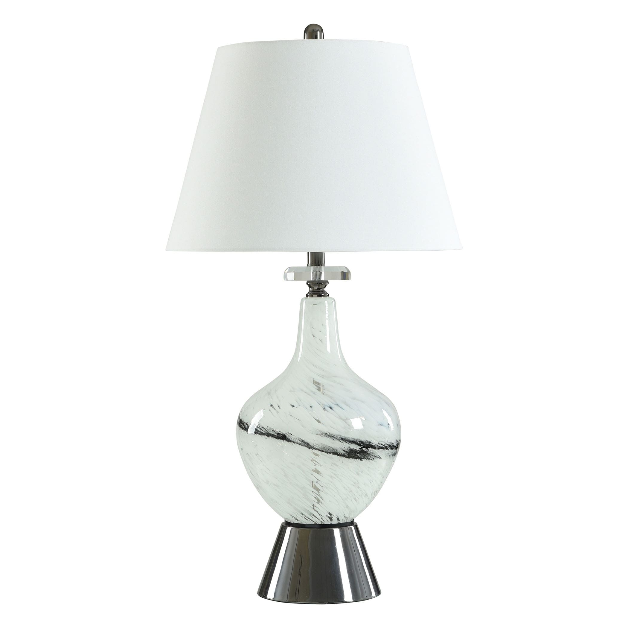 StyleCraft Ice Castles - White with Black Glass Table Lamp - White Shade