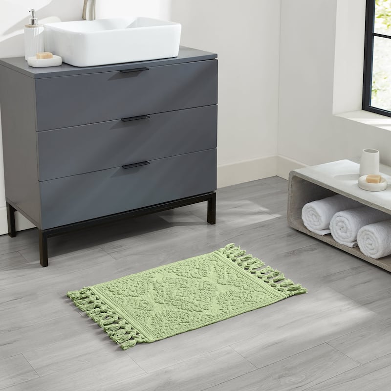 Jean Pierre Ricardo Cotton Fringe 2-Piece Bath Rug Set