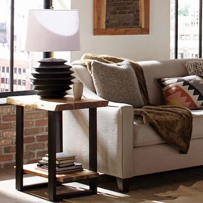 Alpine Natural Live Edge End Table, Natural