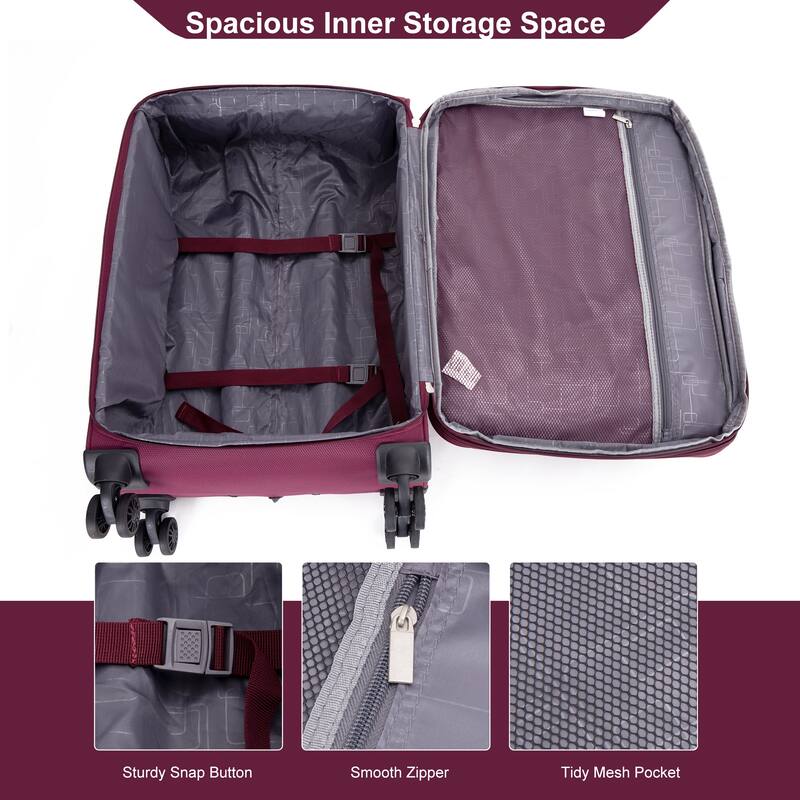 Durable 3-Piece Polyester Luggage Set (18" Carry-On, Travel Bag, Toiletry Bag) with 360° Spinner Wheels