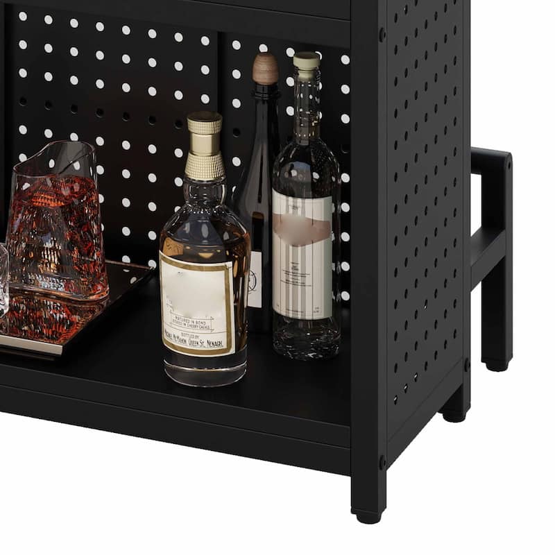 Moasis Liquor Home Bar Unit with 2-Tier Storage And LED Light