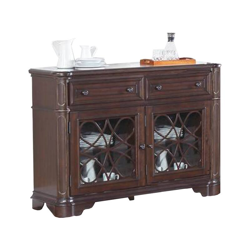 Wood Dining Server with 2 Drawers and 2 Doors - Cherry Brown