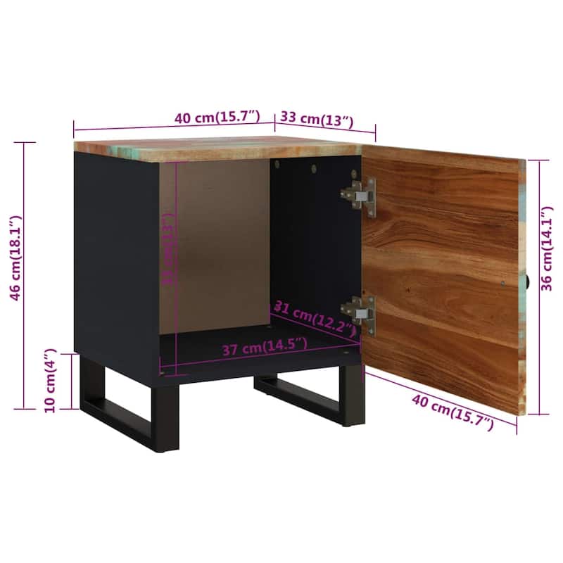 vidaXL Bedside Cabinet 15.7"x13"x18.1" Solid Wood