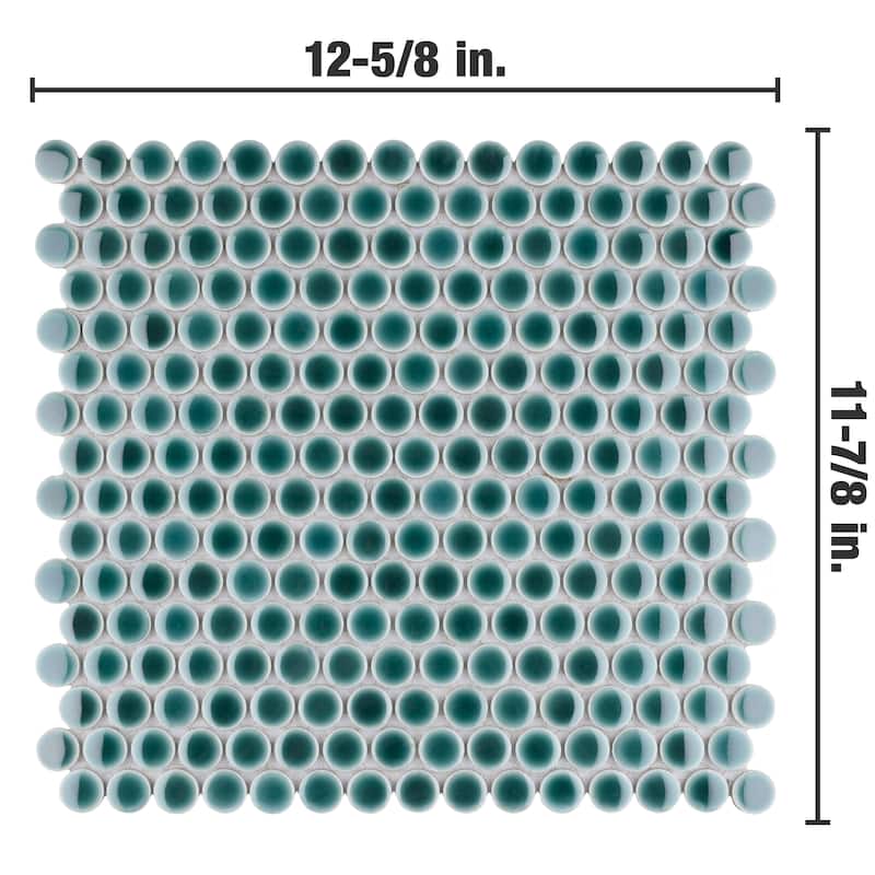 Merola Tile Hudson Penny Round Emerald 11-7/8" x 12-5/8" Porcelain Floor and Wall Tile