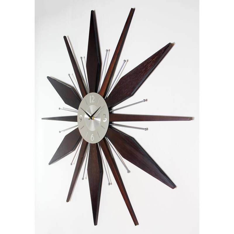 Utopia Starburst Mid-Century Modern Large 30 inch Wall Clock by Infinity Instruments - 30 x 2 x 30