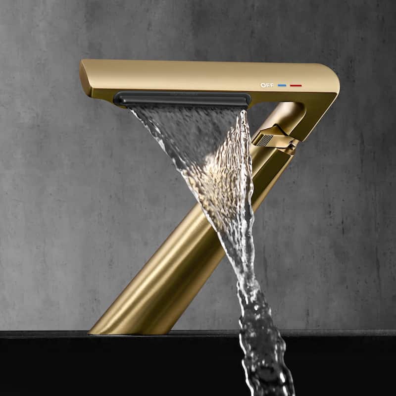 6.2"H Solid Brass Bathroom Waterfall Sink Faucet