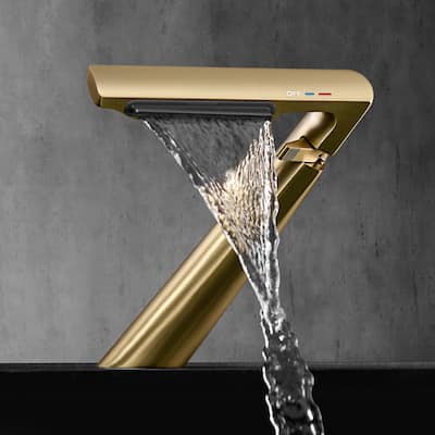 6.18"H Solid Brass Bathroom Waterfall Sink Faucet