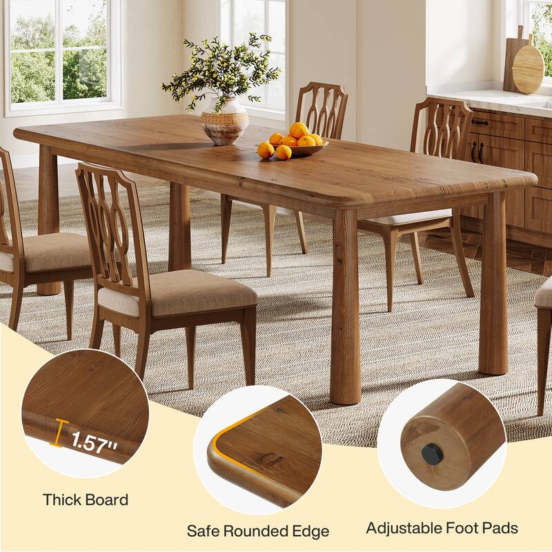 63'' Solid Wood Dining Table, Kitchen Table Dining Room Furniture