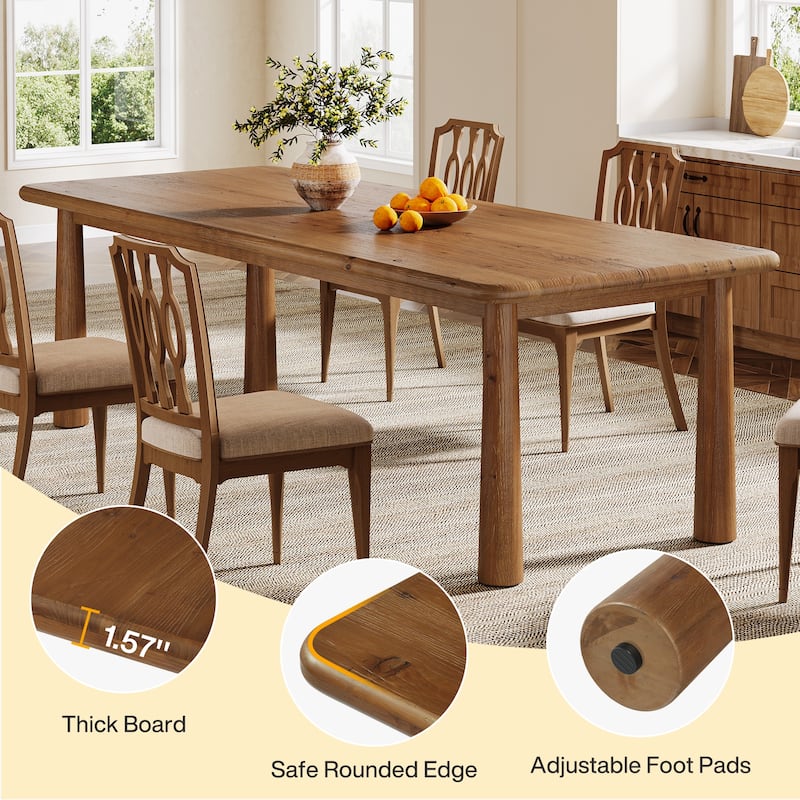 Solid Wood Dining Table, 63'' Kitchen Table Dining Room Furniture