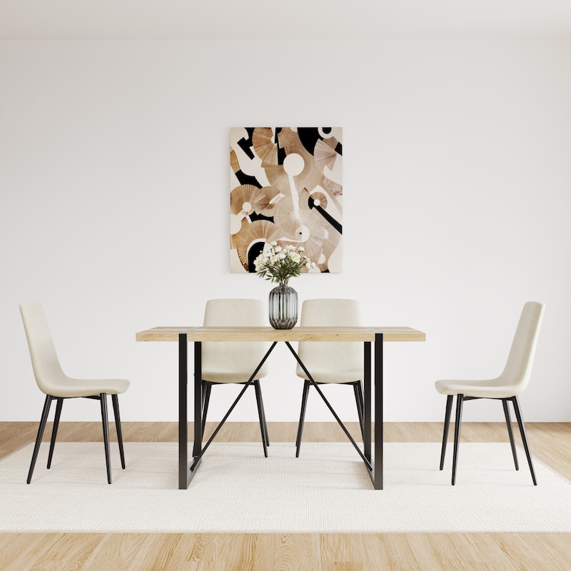 Set of 4 Modern Upholstered Dining Accent Chairs with Metal Legs